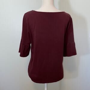 Women's Burgundy Lyocell/Spandex Blend Tunic with Bell Sleeves 2XP
